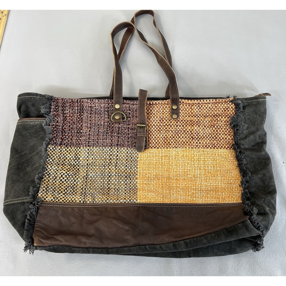 Myra Bag Tote Made From Upcycled Materials,like Canvas and Leather